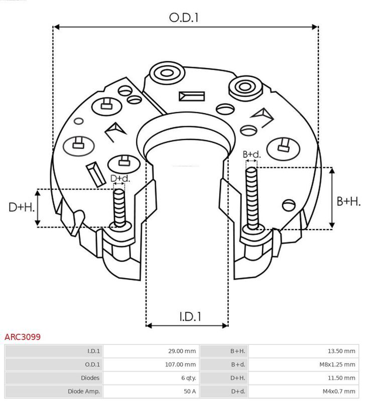 AS-PL, Fixation, bride de transmission d’alternateur