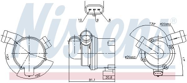 NISSENS, Pompe à eau auxiliaire (circuit d'eau de refroidiss.)