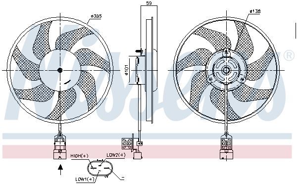 NISSENS, Ventilateur, refroidissement du moteur