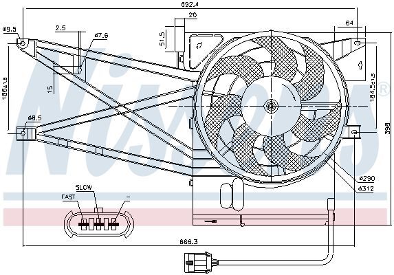 NISSENS, Ventilateur, refroidissement du moteur