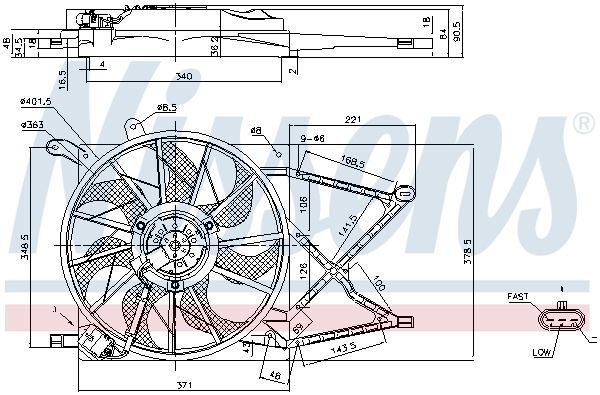 NISSENS, Ventilateur, refroidissement du moteur