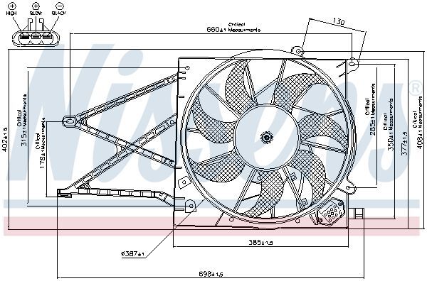 NISSENS, Ventilateur, refroidissement du moteur