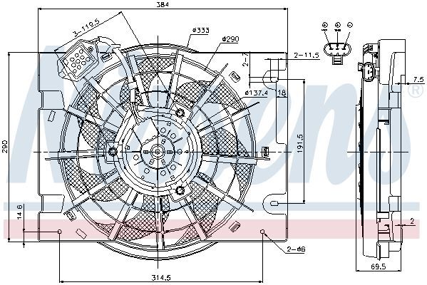 NISSENS, Ventilateur, refroidissement du moteur