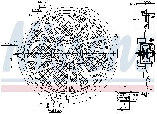 NISSENS, Ventilateur, refroidissement du moteur