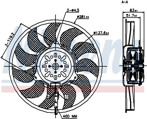 NISSENS, Ventilateur, refroidissement du moteur