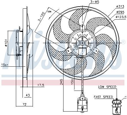 NISSENS, Ventilateur, refroidissement du moteur