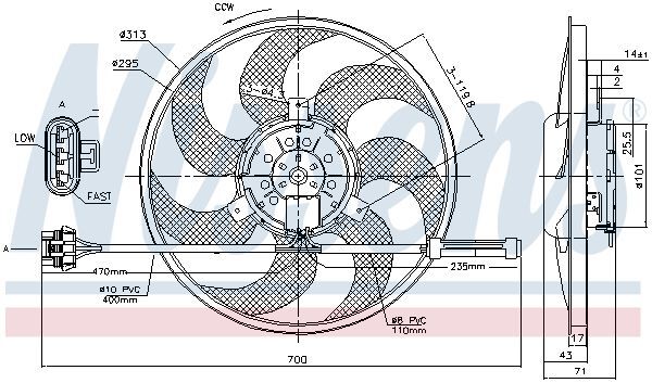 NISSENS, Ventilateur, refroidissement du moteur