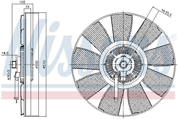 NISSENS, Embrayage, ventilateur de radiateur