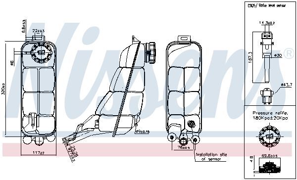 NISSENS, Vase d'expansion, liquide de refroidissement