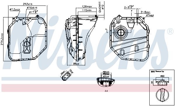 NISSENS, Vase d'expansion, liquide de refroidissement