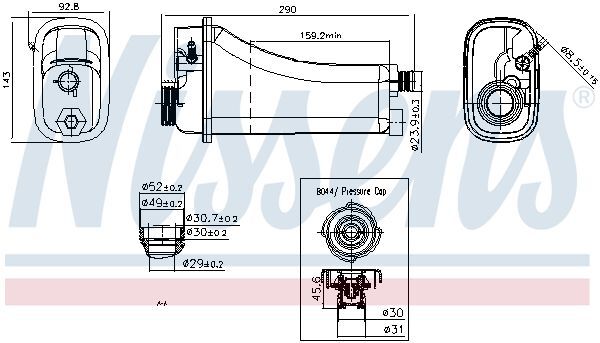 NISSENS, Vase d'expansion, liquide de refroidissement