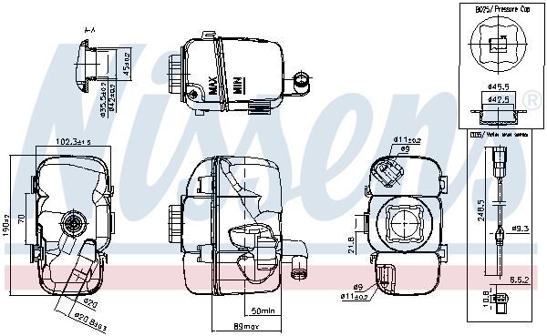 NISSENS, Vase d'expansion, liquide de refroidissement