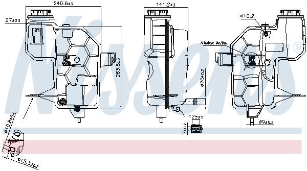 NISSENS, Vase d'expansion, liquide de refroidissement