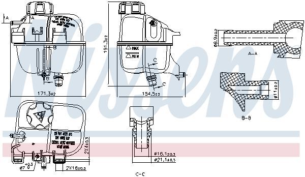 NISSENS, Vase d'expansion, liquide de refroidissement