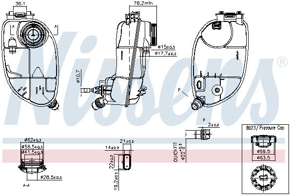 NISSENS, Vase d'expansion, liquide de refroidissement