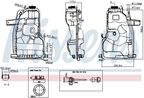 NISSENS, Vase d'expansion, liquide de refroidissement