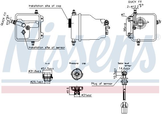 NISSENS, Vase d'expansion, liquide de refroidissement