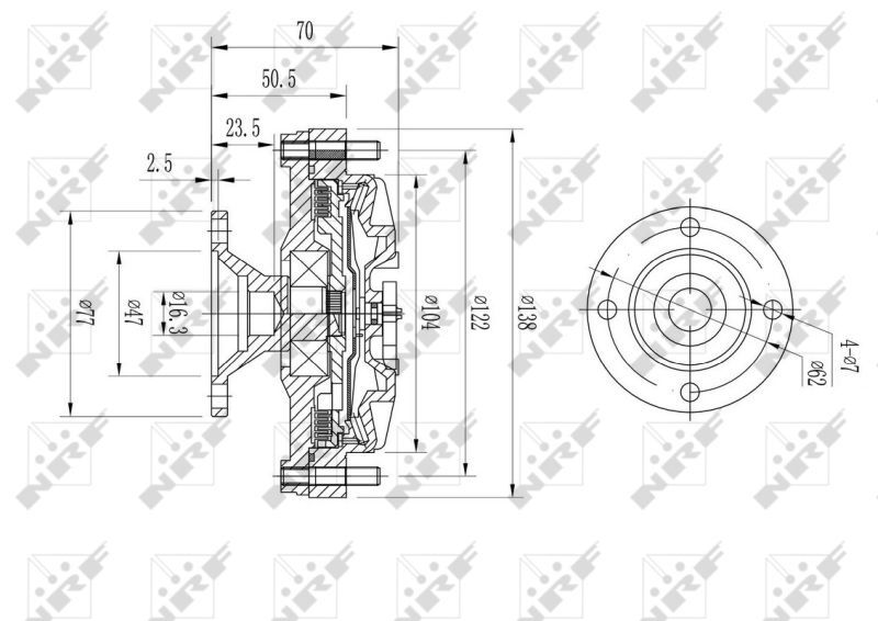 NRF, Embrayage, ventilateur de radiateur