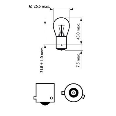 PHILIPS, Ampoule, feu stop/feu arrière