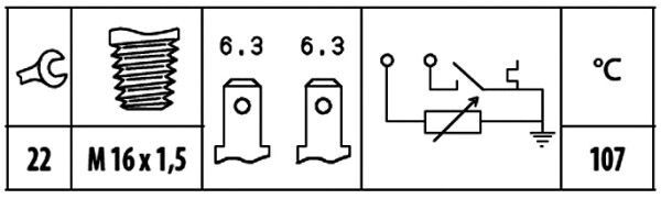 HELLA, Sonde de température, liquide de refroidissement