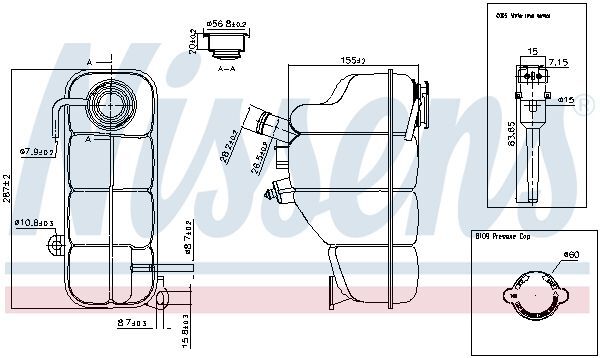 NISSENS, Vase d'expansion, liquide de refroidissement