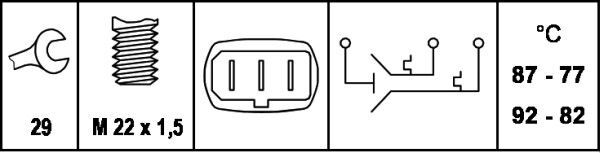 HELLA, Interrupteur de température, ventilateur de radiateur