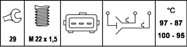 HELLA, Interrupteur de température, ventilateur de radiateur