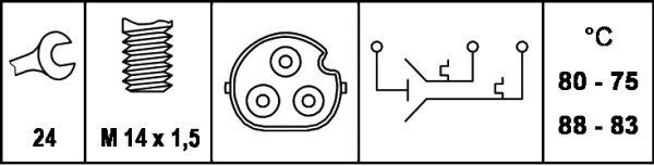 HELLA, Interrupteur de température, ventilateur de radiateur