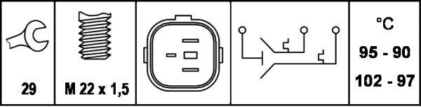 HELLA, Interrupteur de température, ventilateur de radiateur