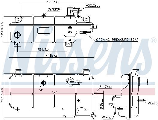 NISSENS, Vase d'expansion, liquide de refroidissement